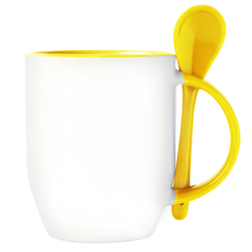 Кружка с ложкой с принтом Вероятно, Бога нет