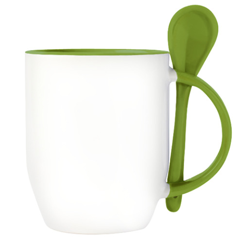 Кружка с ложкой с принтом Малыш летчик