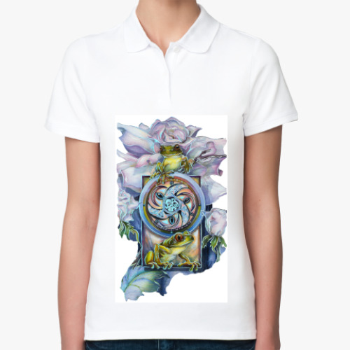 Женская рубашка поло (печать) с принтом Princess frog