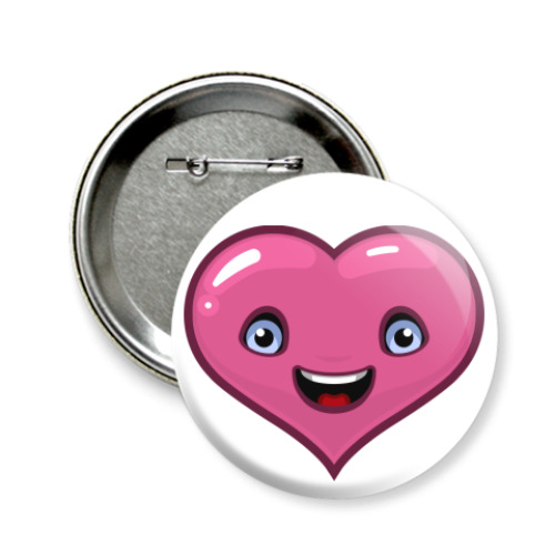 Значок 58мм с принтом сердце-ангел