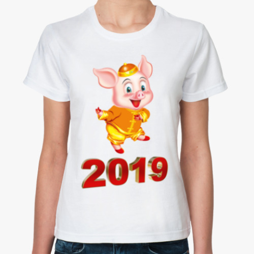 Классическая футболка с принтом Год Свиньи