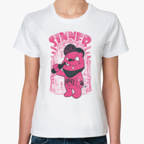 Классическая футболка с принтом Медведь панк