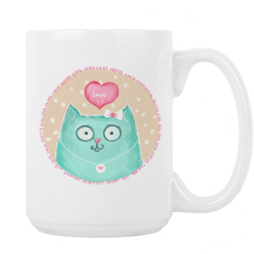 Кружка с принтом Влюбленная котешка