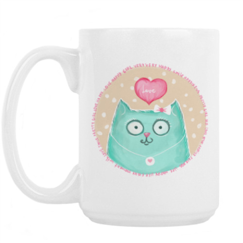 Кружка с принтом Влюбленная котешка