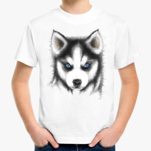 Детская футболка с принтом Сибирский хаски Siberian husky