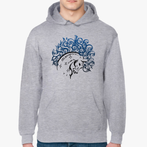 Толстовка худи с принтом Конь-огонь