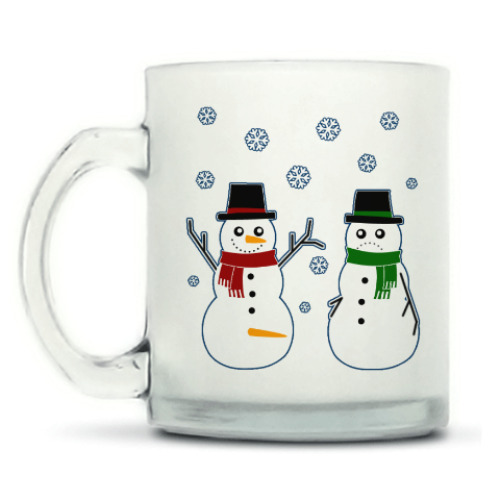 Кружка матовая с принтом Happy Snowman