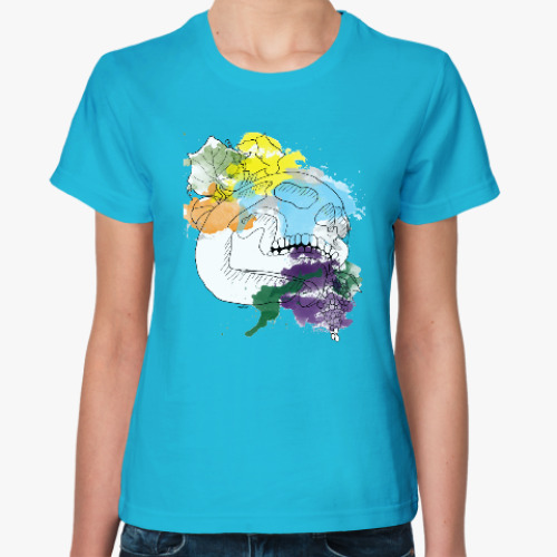 Женская футболка с принтом Октябрьский череп