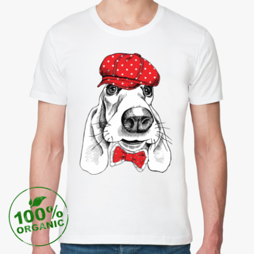 Футболка из органик-хлопка с принтом Бассет-хаунд