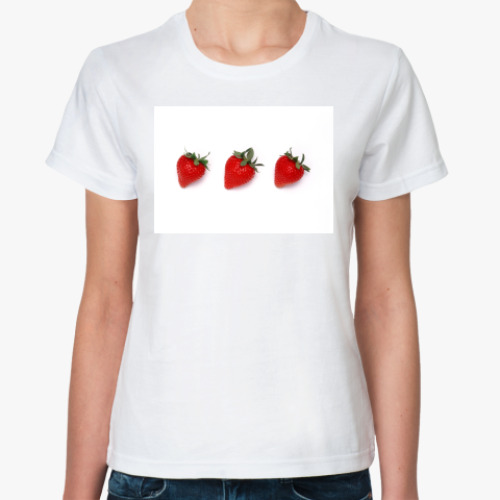 Классическая футболка с принтом Клубничка
