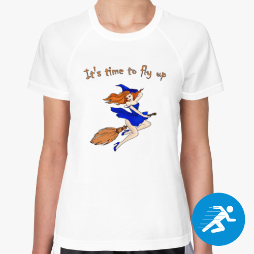 Женская спортивная футболка с принтом Красивая ведьмочка