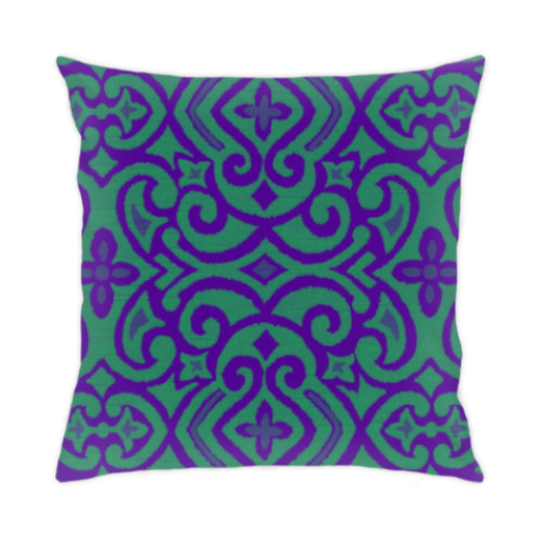 Подушка с принтом Фиолетово-зеленое счастье