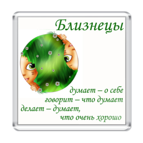 Магнит с принтом Близнецы