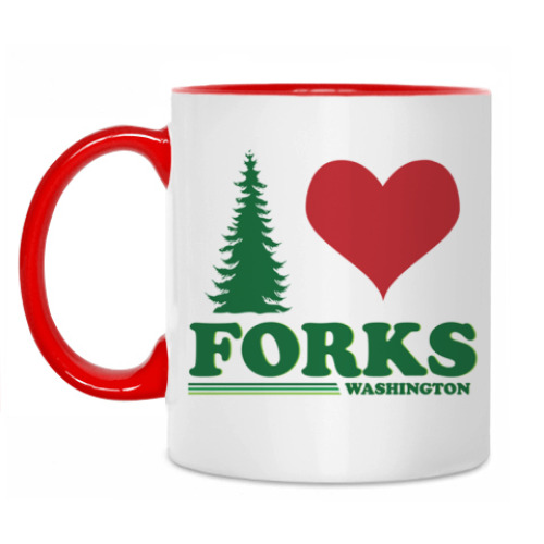 Кружка с принтом I love Forks.WA