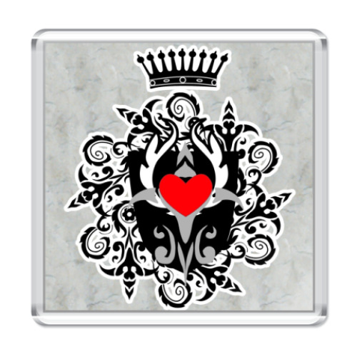 Магнит с принтом Сердце и Корона
