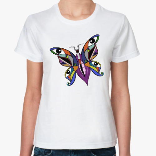 Классическая футболка с принтом Абстрактная бабочка