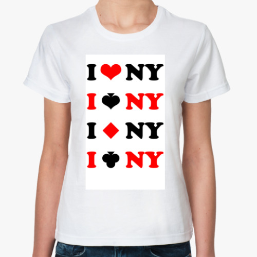 Классическая футболка с принтом I love NY