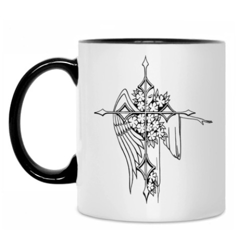 Кружка с принтом Крест и Ангел