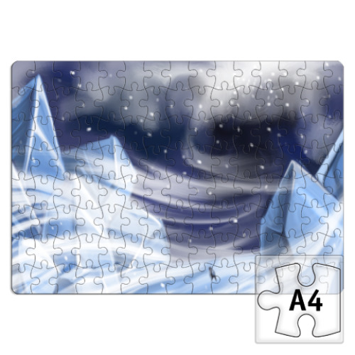 Пазл с принтом Ледяные горы-кристаллы и одинокий путник