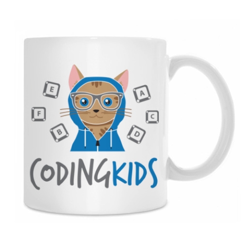 Кружка с принтом Кот Кодер