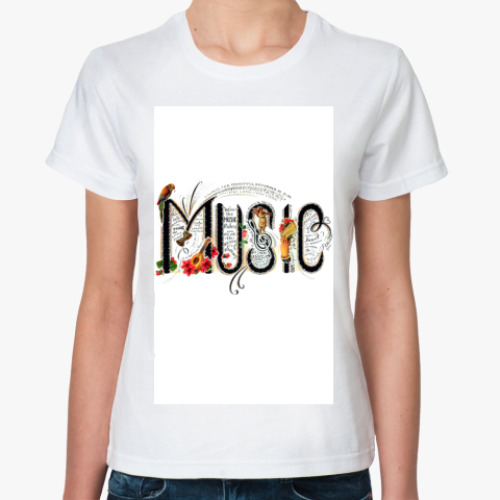 Классическая футболка с принтом Music
