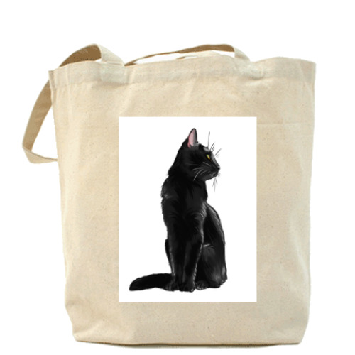 Сумка шоппер с принтом черный кот