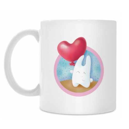 Кружка с принтом Зайчик с шариком сердцем
