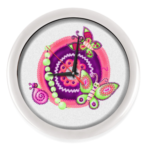 Настенные часы с принтом Бабочки-черепушки. Мексика.