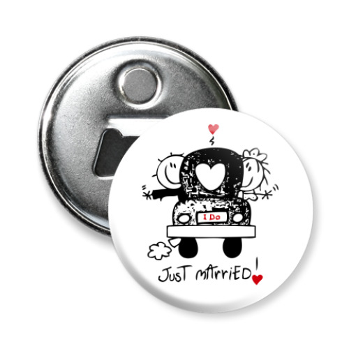 Магнит-открывашка с принтом Just Married