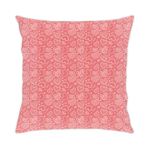 Подушка с принтом Сердца