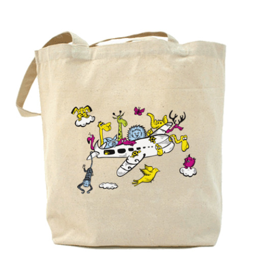 Сумка шоппер с принтом Самолет Холщовая сумка