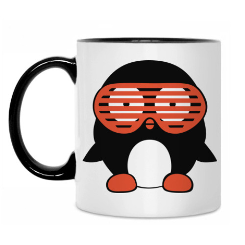 Кружка с принтом Пингвин в очках жалюзи