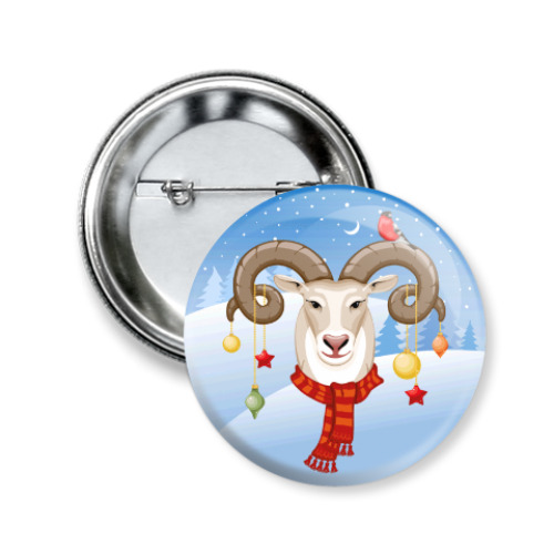 Значок 50мм с принтом Волшебный баран