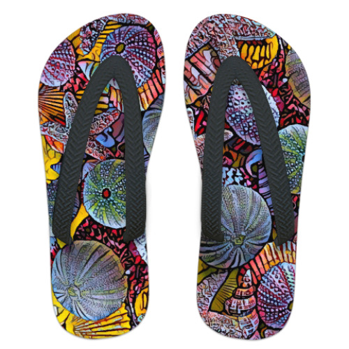 Шлепанцы (сланцы) с принтом Marine life