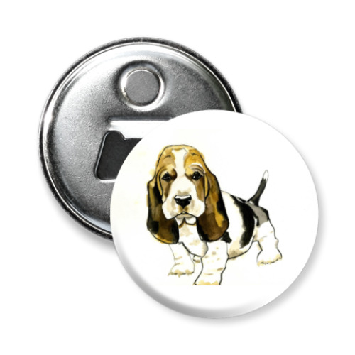 Магнит-открывашка с принтом  Бассет-хаунд