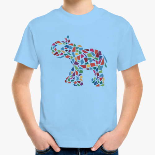 Детская футболка с принтом Слон - мозаика