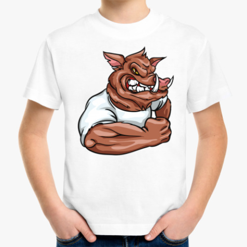 Детская футболка с принтом Кабан