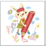 Зайка рисует