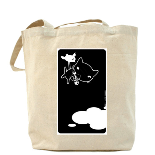 Сумка шоппер с принтом кошка-амур