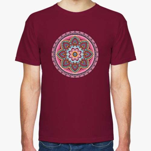 Футболка с принтом Мандала - круглый восточный орнамент