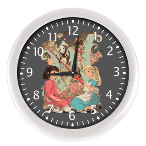 Настенные часы с принтом Wonderland Alice and Chihiro