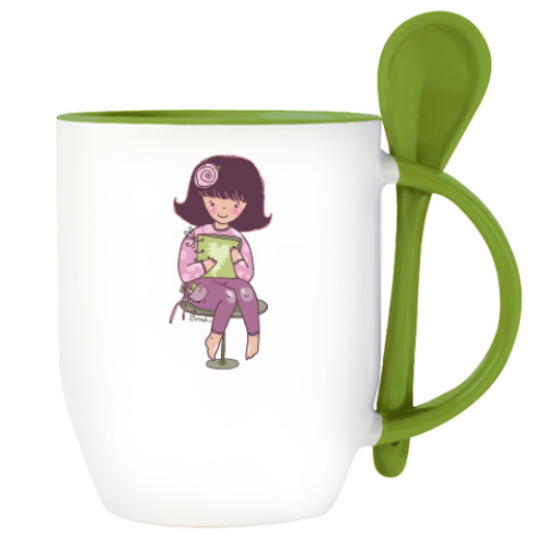 Кружка с ложкой с принтом творческая личность