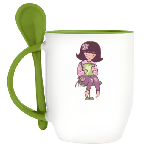 Кружка с ложкой с принтом творческая личность