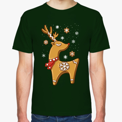 Футболка с принтом Пряничный олень