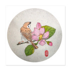 Виниловая наклейка, квадрат (9,5 х 9,5 см) Воробей