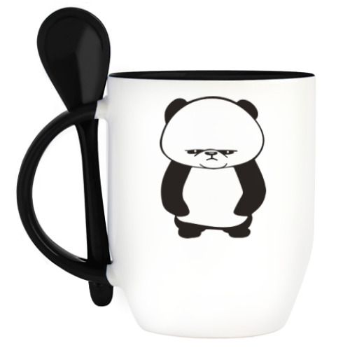 Кружка с ложкой с принтом Панда