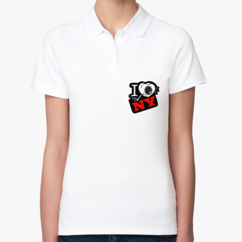 Женская рубашка поло (печать) с принтом I love NY