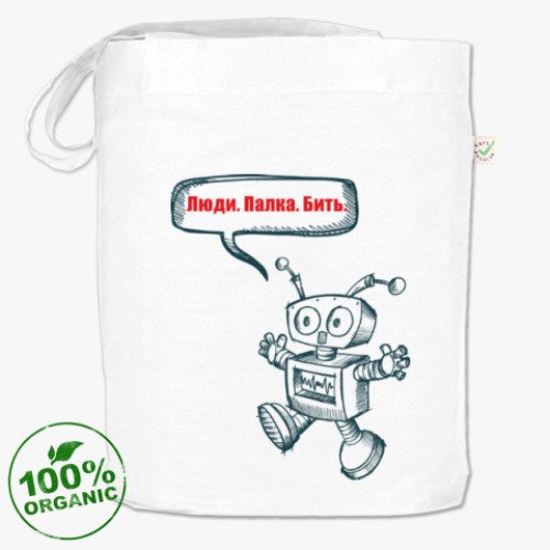 Сумка шоппер с принтом Прикол, робот