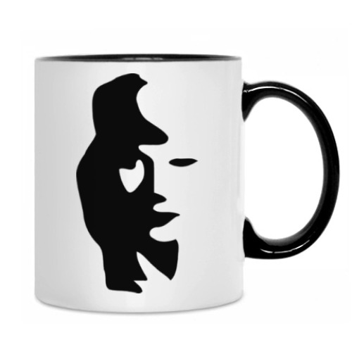 Кружка с принтом Женское лицо или саксофонист?