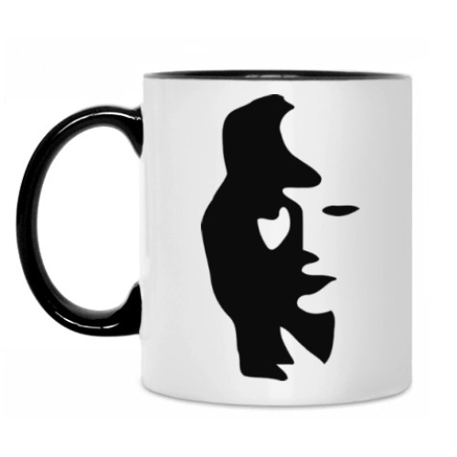 Кружка с принтом Женское лицо или саксофонист?